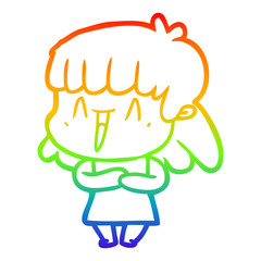 rainbow gradient line drawing cartoon woman