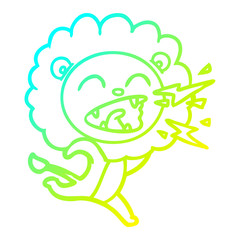 cold gradient line drawing cartoon running lion