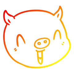 warm gradient line drawing cartoon pig face