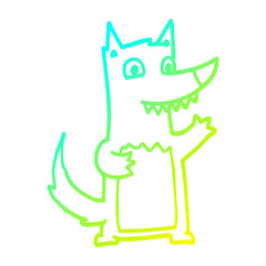 cold gradient line drawing cartoon wolf