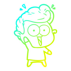 cold gradient line drawing cartoon staring man