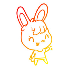 warm gradient line drawing cute rabbit