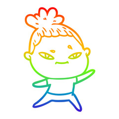 rainbow gradient line drawing cartoon woman
