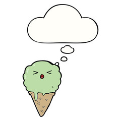 cartoon ice cream and thought bubble