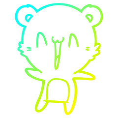 cold gradient line drawing happy bear cartoon