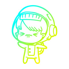 cold gradient line drawing angry cartoon space girl