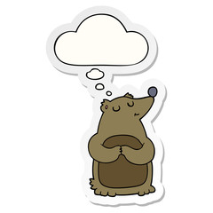 cartoon bear and thought bubble as a printed sticker