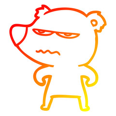 warm gradient line drawing angry bear polar cartoon