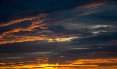Obraz na płótnie Canvas Landscape. Sunlit cloudy sky. Sunset