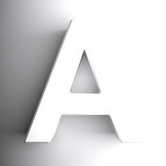 A alphabetic letter white, isolated on white background - 3D rendering illustration