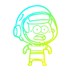 cold gradient line drawing cartoon surprised astronaut