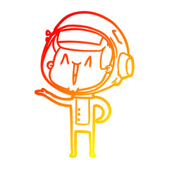 warm gradient line drawing happy cartoon astronaut