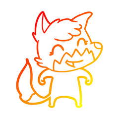 warm gradient line drawing happy cartoon fox