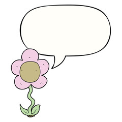 cartoon flower and speech bubble