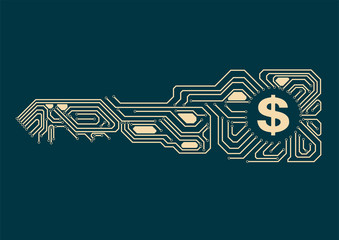 Circuit board consisting of keys, dollar sign