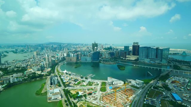 Macau China Urban City Timelapse With Road Traffic Famous Skyscrapers Towers and Daylight Skyline