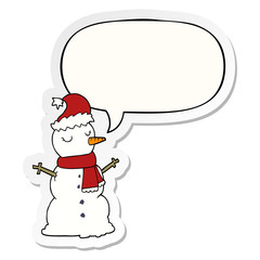 cartoon snowman and speech bubble sticker