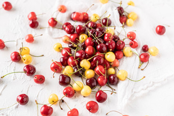 multicolored mix of different cherry berries