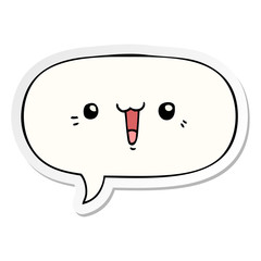 happy cartoon face and speech bubble sticker