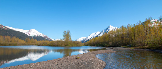 Serpentine sandbar at Moose Flats Wetland and Portage Creek in Turnagain Arm near Anchorage Alaska...