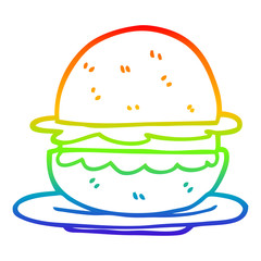rainbow gradient line drawing cartoon burger