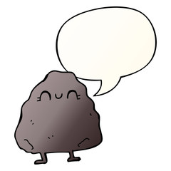 cartoon rock and speech bubble in smooth gradient style