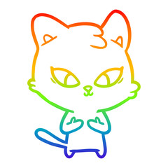 rainbow gradient line drawing cute cartoon cat