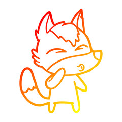 warm gradient line drawing cartoon wolf whistling