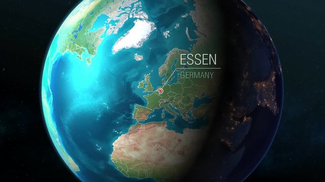 Germany - Essen - Zooming from space to earth
