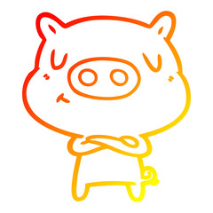 warm gradient line drawing cartoon content pig