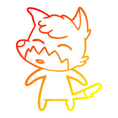 warm gradient line drawing cartoon fox