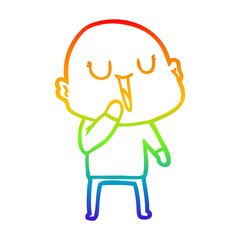 rainbow gradient line drawing happy cartoon bald man