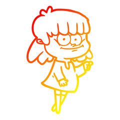 warm gradient line drawing cartoon smiling woman