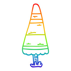 rainbow gradient line drawing cartoon christmas tree