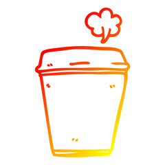 warm gradient line drawing cartoon coffee cup