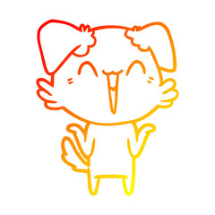 warm gradient line drawing happy little dog cartoon