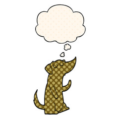 cartoon dog and thought bubble in comic book style