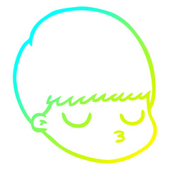 cold gradient line drawing cartoon male face