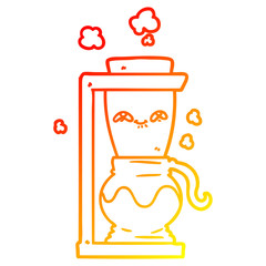 Fototapeta premium warm gradient line drawing happy cartoon coffee pot