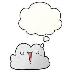 cute cartoon cloud and thought bubble in smooth gradient style