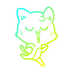 cold gradient line drawing cartoon cat singing