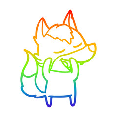 rainbow gradient line drawing cartoon wolf laughing