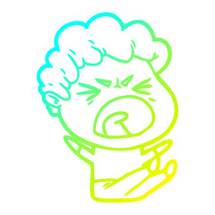 cold gradient line drawing cartoon furious man
