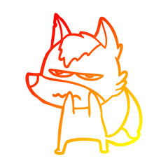warm gradient line drawing cartoon annoyed wolf