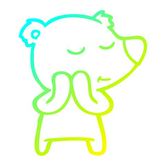 cold gradient line drawing happy cartoon polar bear