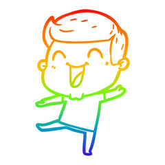 rainbow gradient line drawing cartoon man laughing