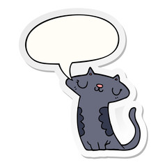 cartoon cat and speech bubble sticker
