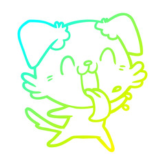cold gradient line drawing cartoon panting dog