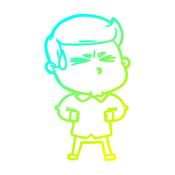 recommend clip art: cold gradient line drawing cartoon man sweating