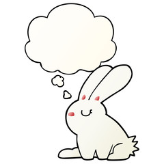 cartoon rabbit and thought bubble in smooth gradient style